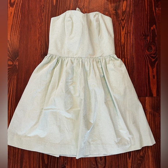 LILY PULITIZER Seersucker Strapless Green/White Dress Summer - Picture 2 of 7